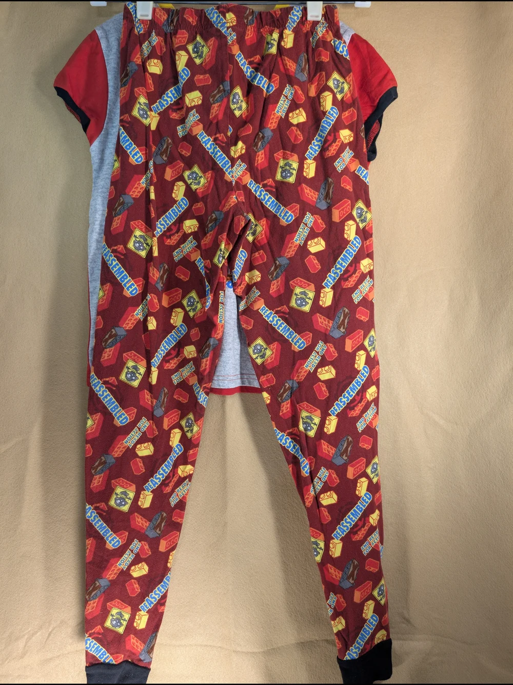 Lego Kids Two-Piece Pajama Set in Red, Gray, Yellow